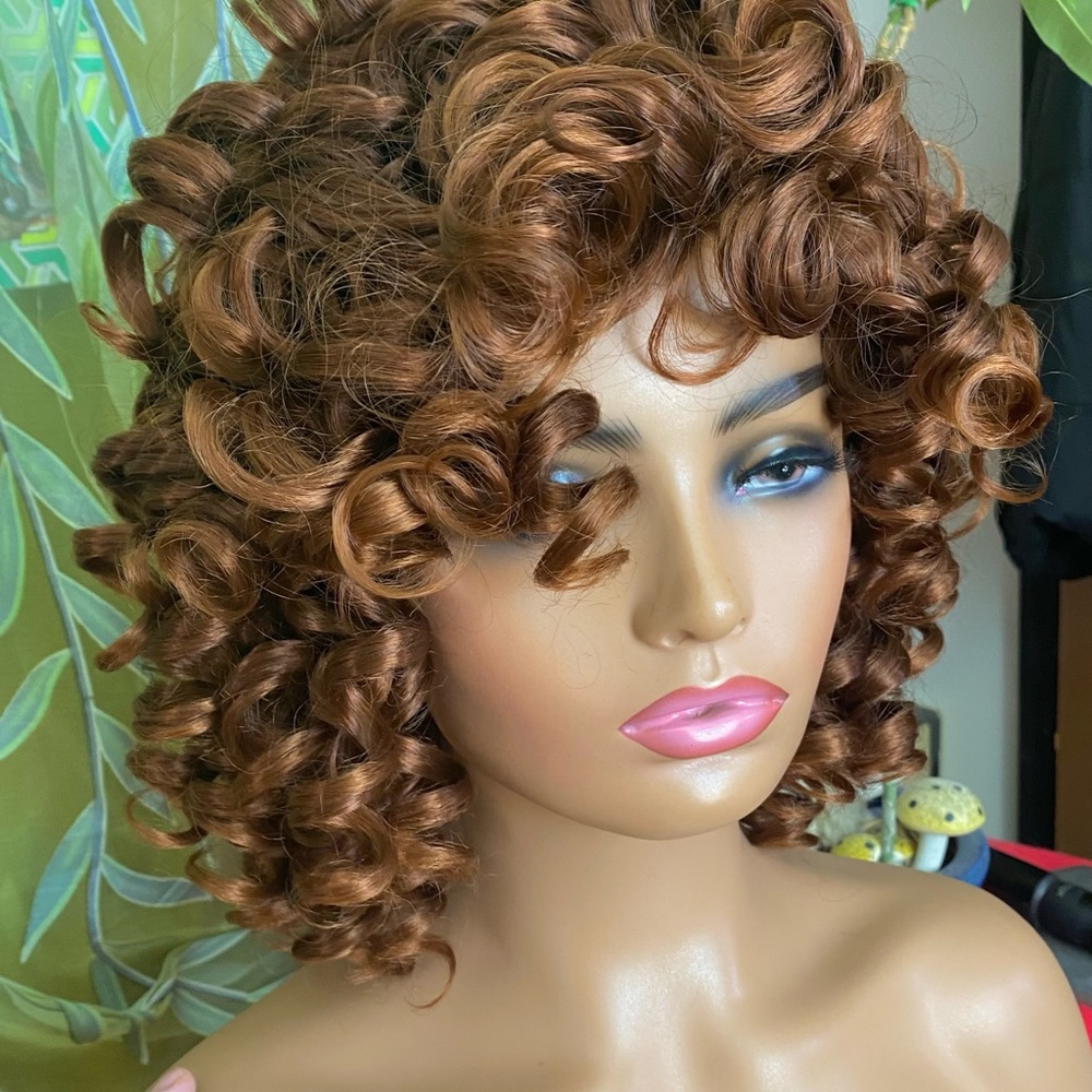 curly ginger brunette wig